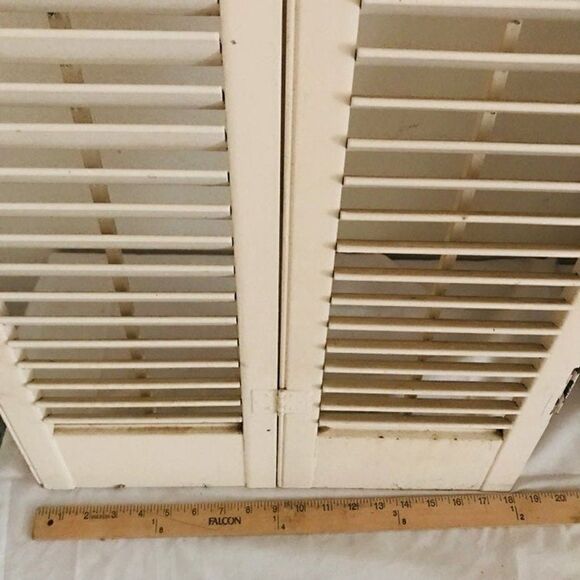 Pair Window Shutters 54" H X 18" W  Colonial Wood  Louver Plantation White - Picture 6 of 8